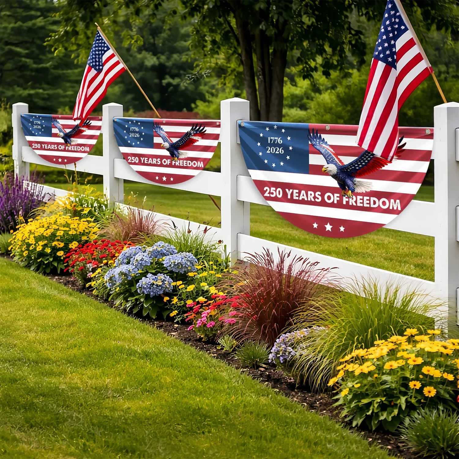 250 Years of Freedom Flying Eagle Patriotic Fan Flag
