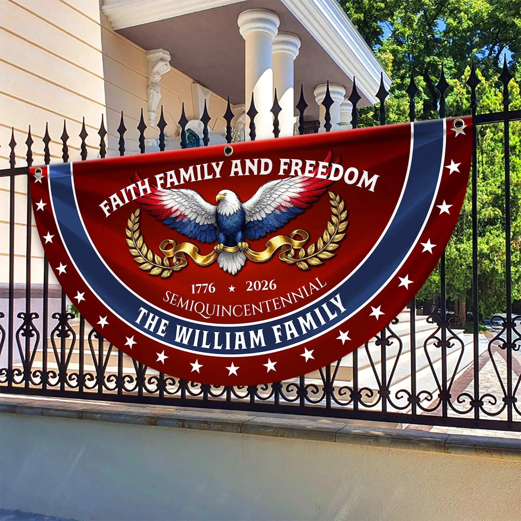 Personalized Faith Family Freedom Patriotic Fan Flag