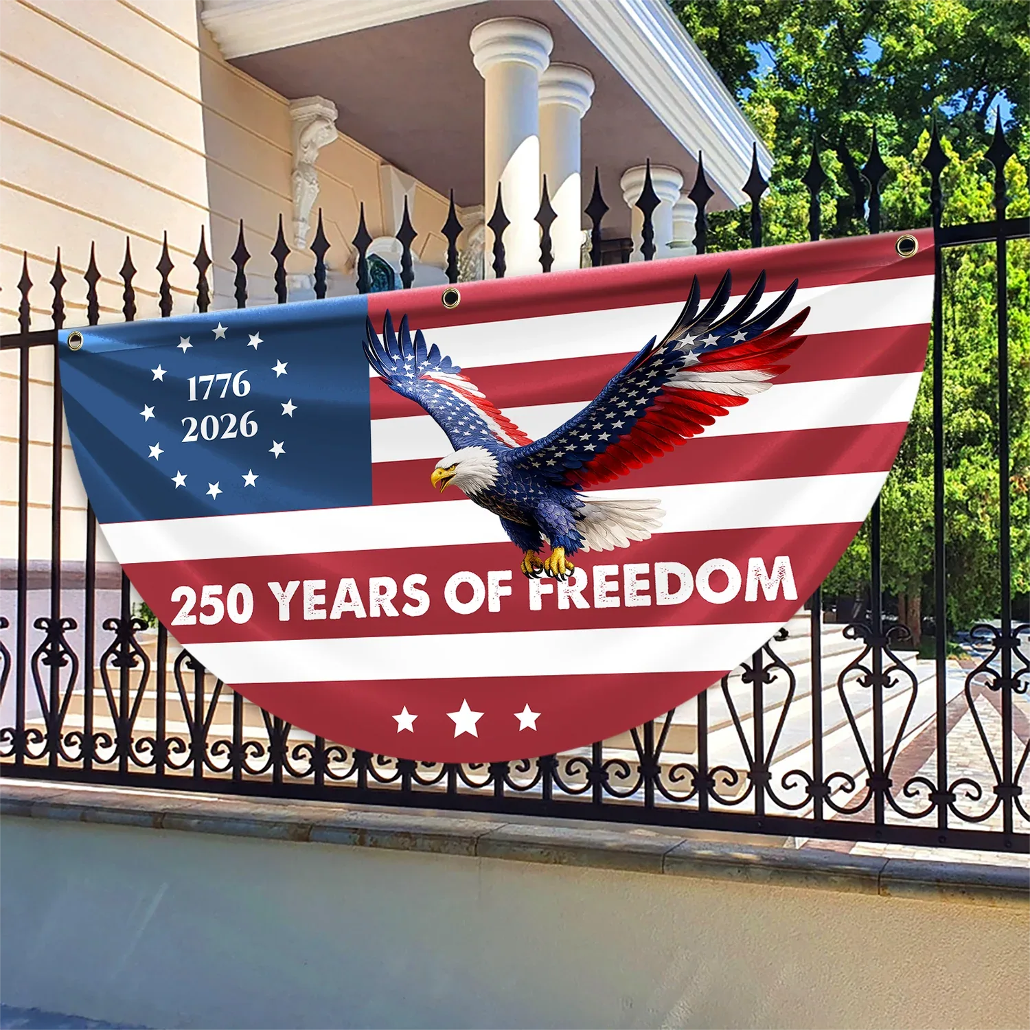 250 Years of Freedom Flying Eagle Patriotic Fan Flag