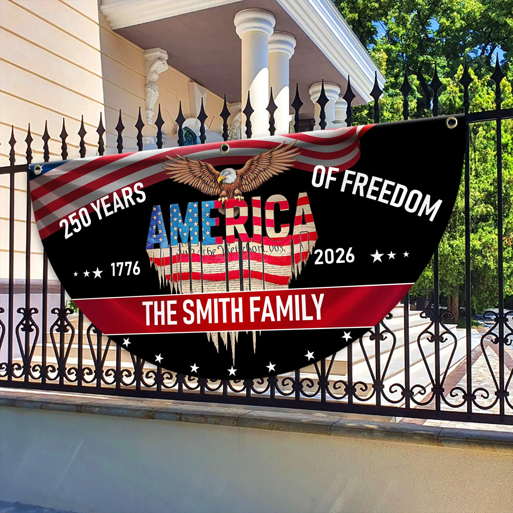 Personalized 250 Years of Freedom Patriotic Fan Flag