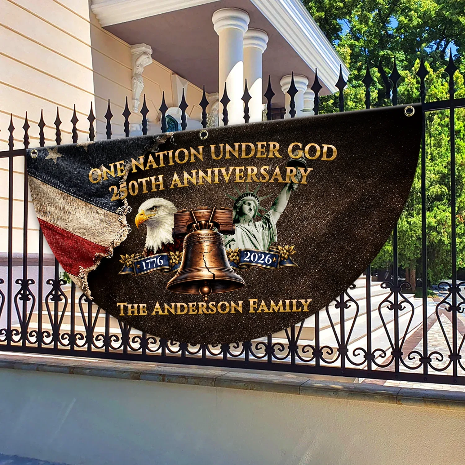 Personalized One Nation Under God 250th Anniversary Fan Flag