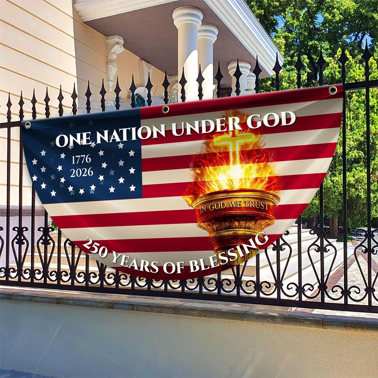 One Nation Under God 250 Years of Blessing Fan Flag