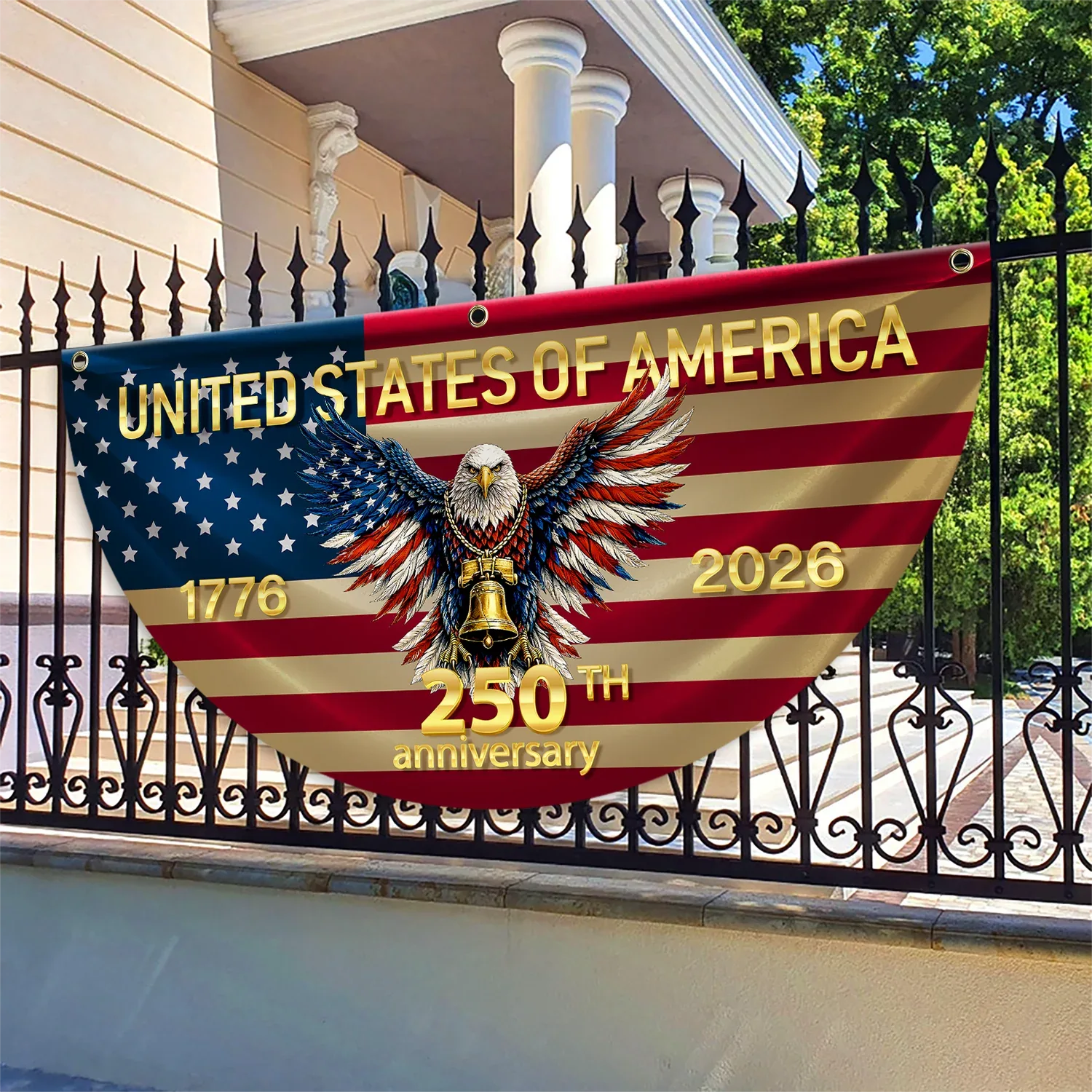 United States 250th Anniversary Patriotic Eagle Fan Flag