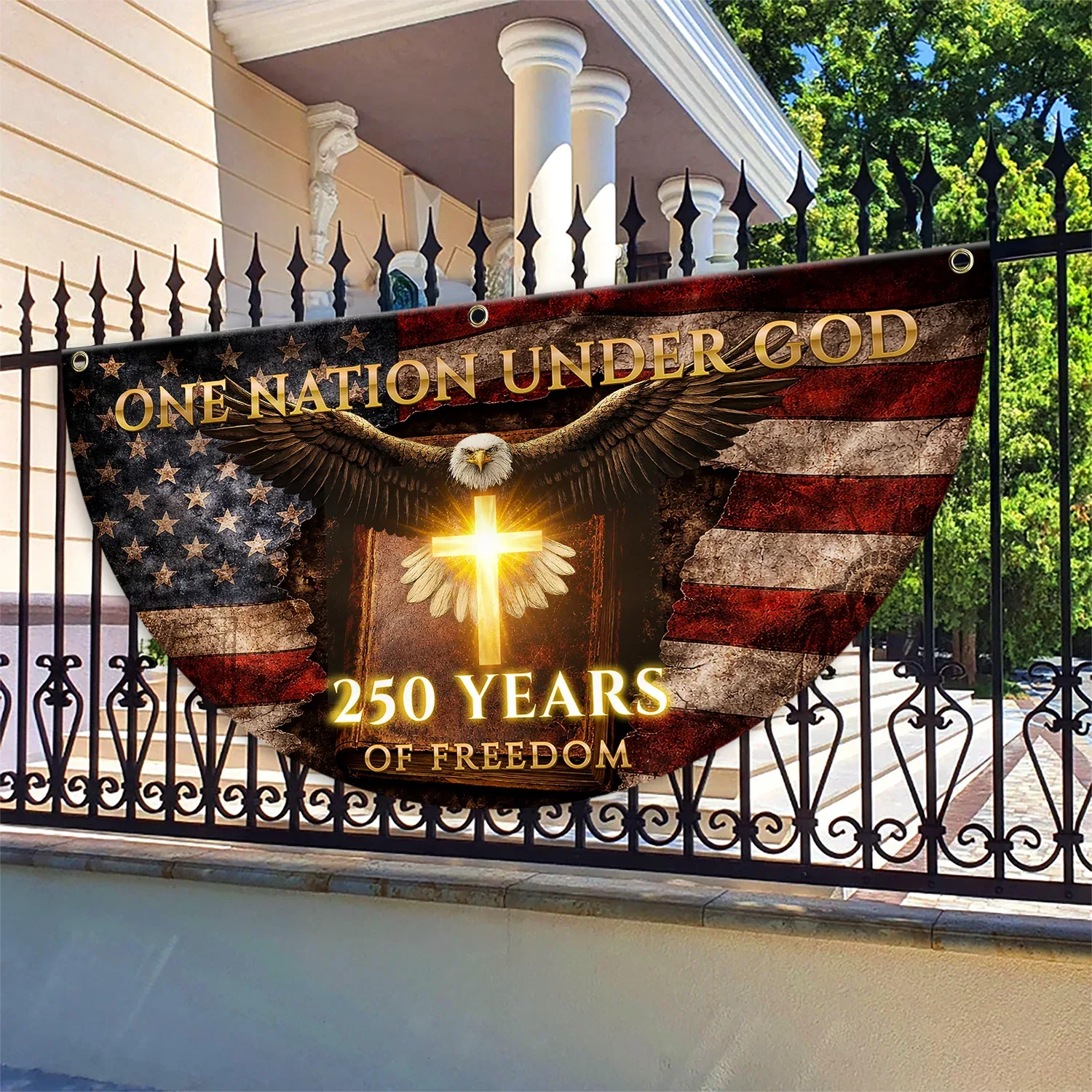 One Nation Under God 250 Years of Freedom Fan Flag