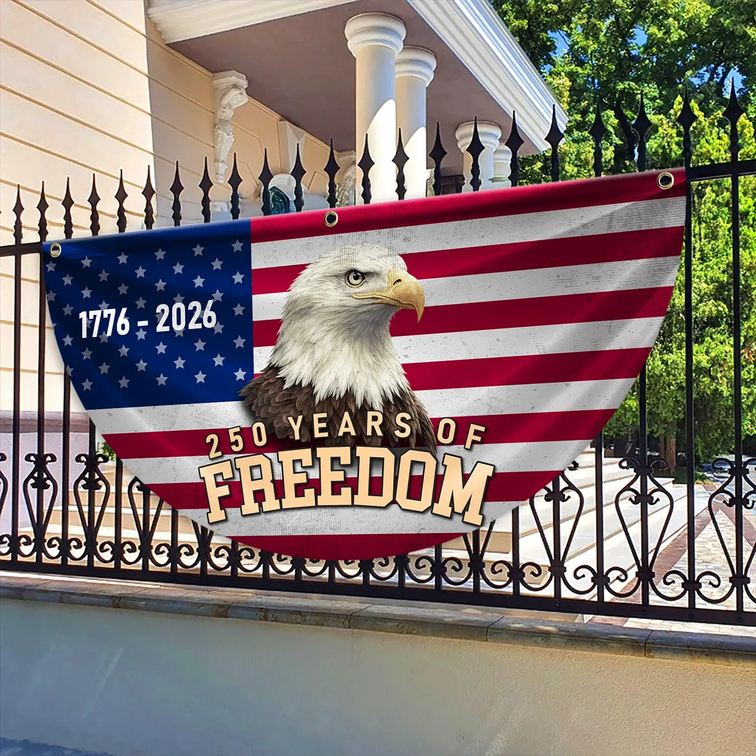 250 Years of Freedom Patriotic Eagle Fan Flag