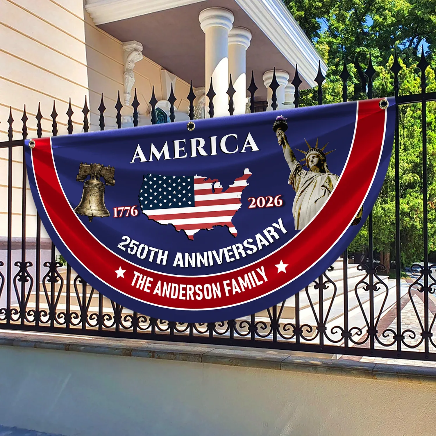 Personalized America 250th Anniversary Patriotic Fan Flag