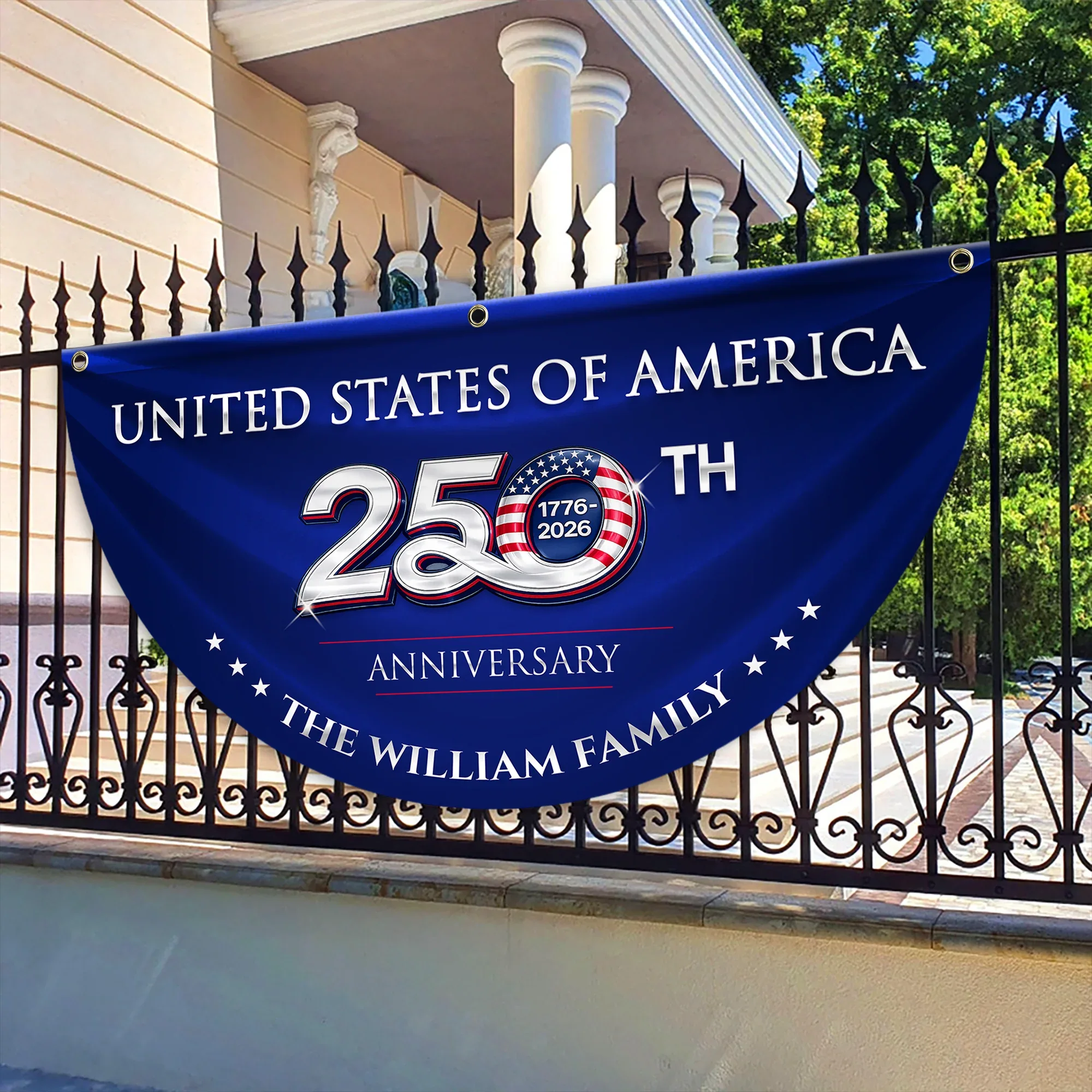 Personalized United States 250th Anniversary Patriotic Fan Flag