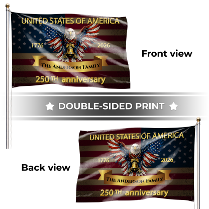 Personalized 250th Anniversary Patriotic Eagle House Flag