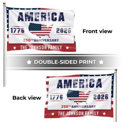 Personalized America 250th Anniversary USA Map House Flag