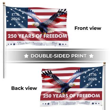Personalized 250 Years of Freedom Eagle House Flag