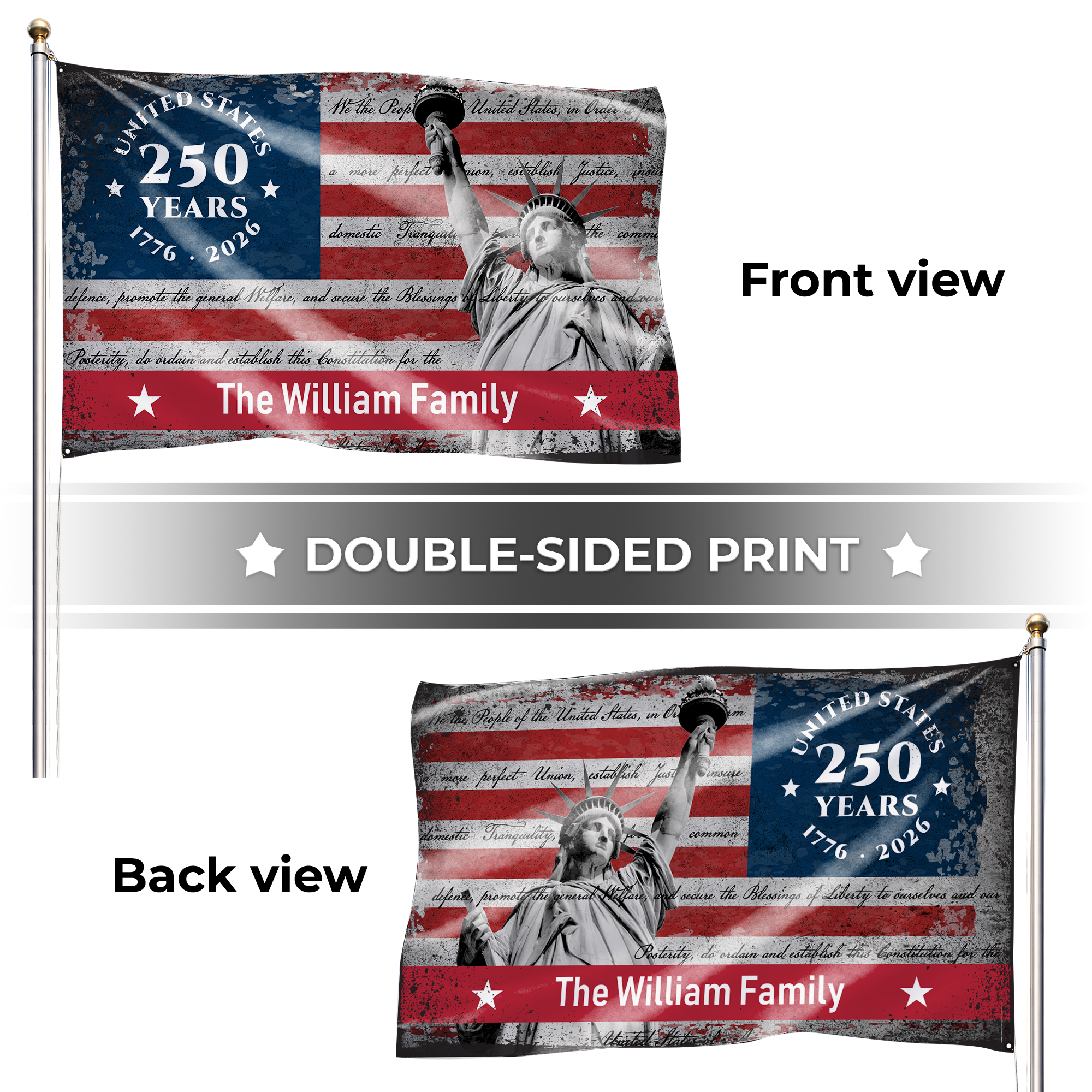 Personalized We The People 250th Anniversary House Flag