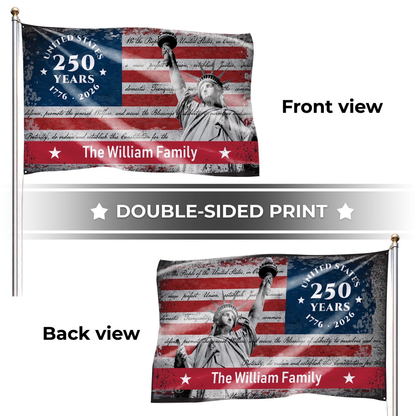 Personalized We The People 250th Anniversary House Flag