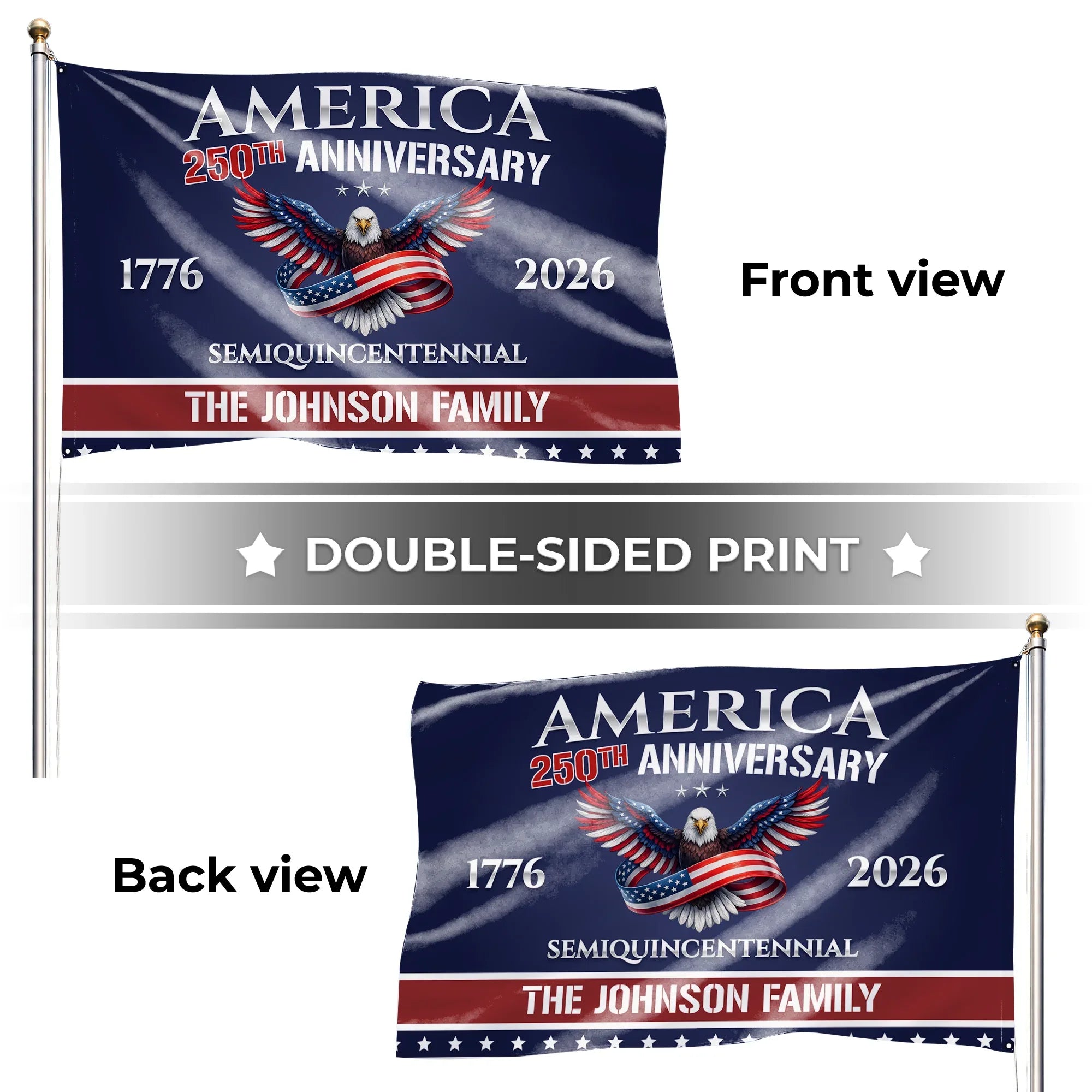 Personalized America 250th Anniversary Semiquincentennial House Flag