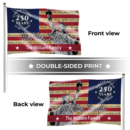 Personalized United States 250 Years Statue of Liberty House Flag