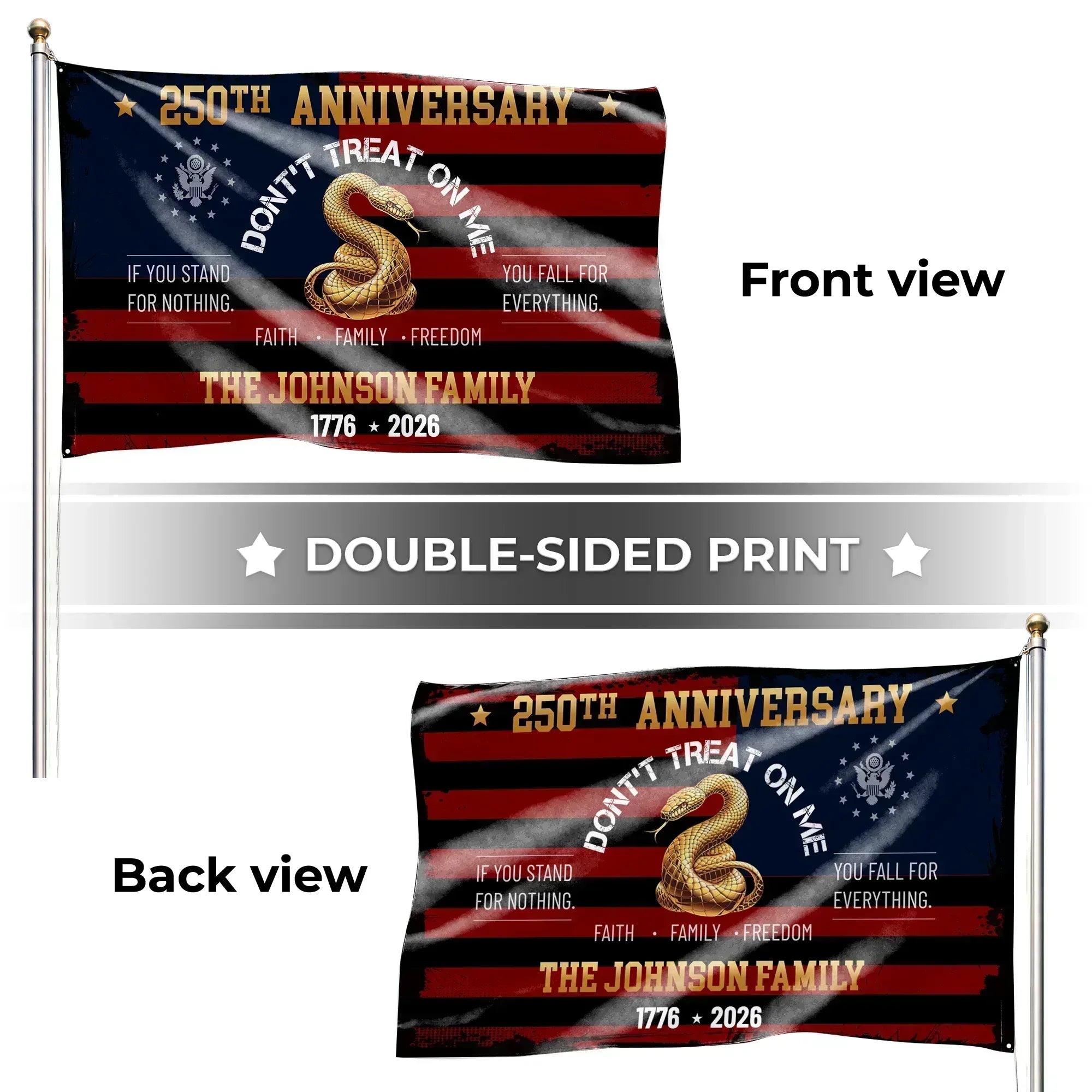 Personalized Don't Treat On Me 250th Anniversary House Flag