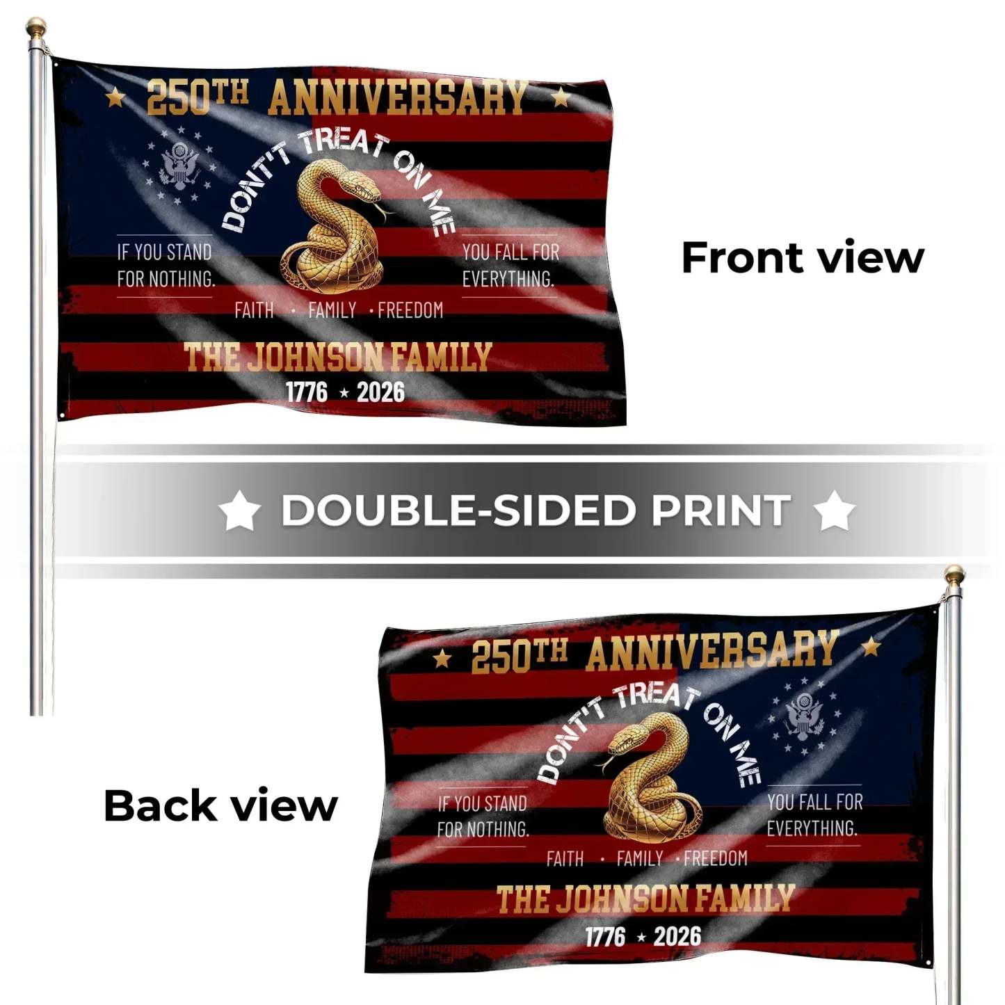 Personalized Don't Treat On Me 250th Anniversary House Flag