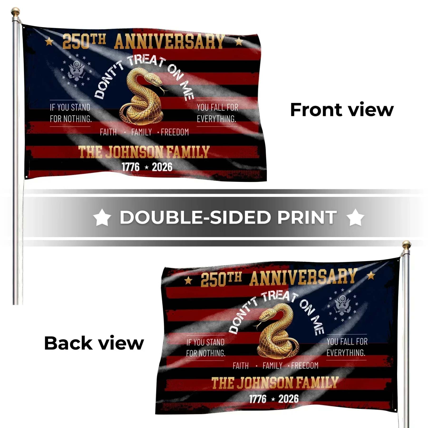Personalized Don't Treat On Me 250th Anniversary House Flag