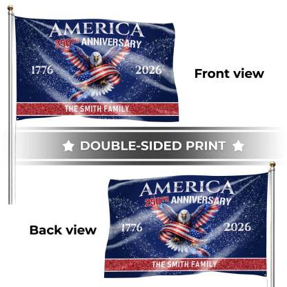 Personalized America 250th Anniversary Eagle House Flag