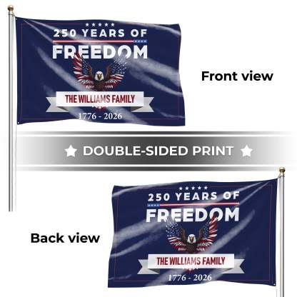 Personalized 250 Years of Freedom Patriotic Eagle House Flag