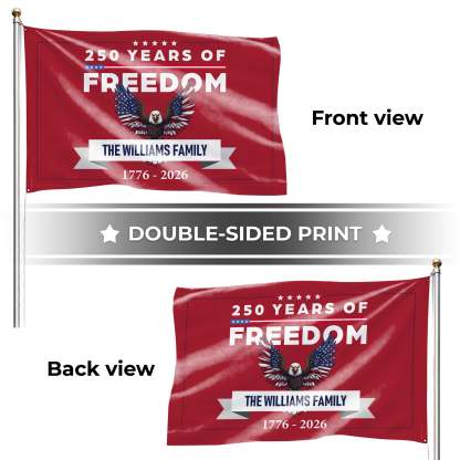 Personalized 250 Years of Freedom Patriotic Eagle House Flag