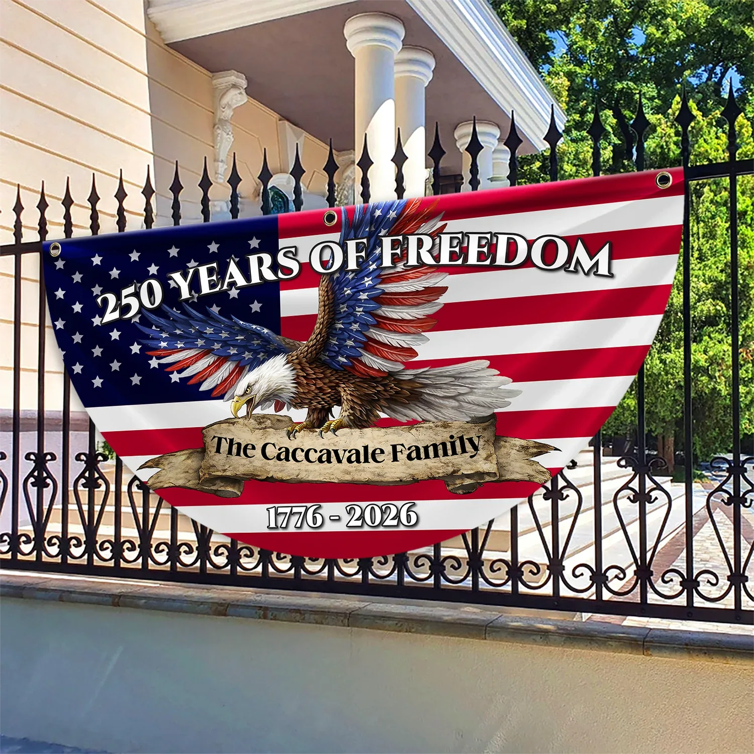 Personalized 250 Years of Freedom Eagle Fan Flag