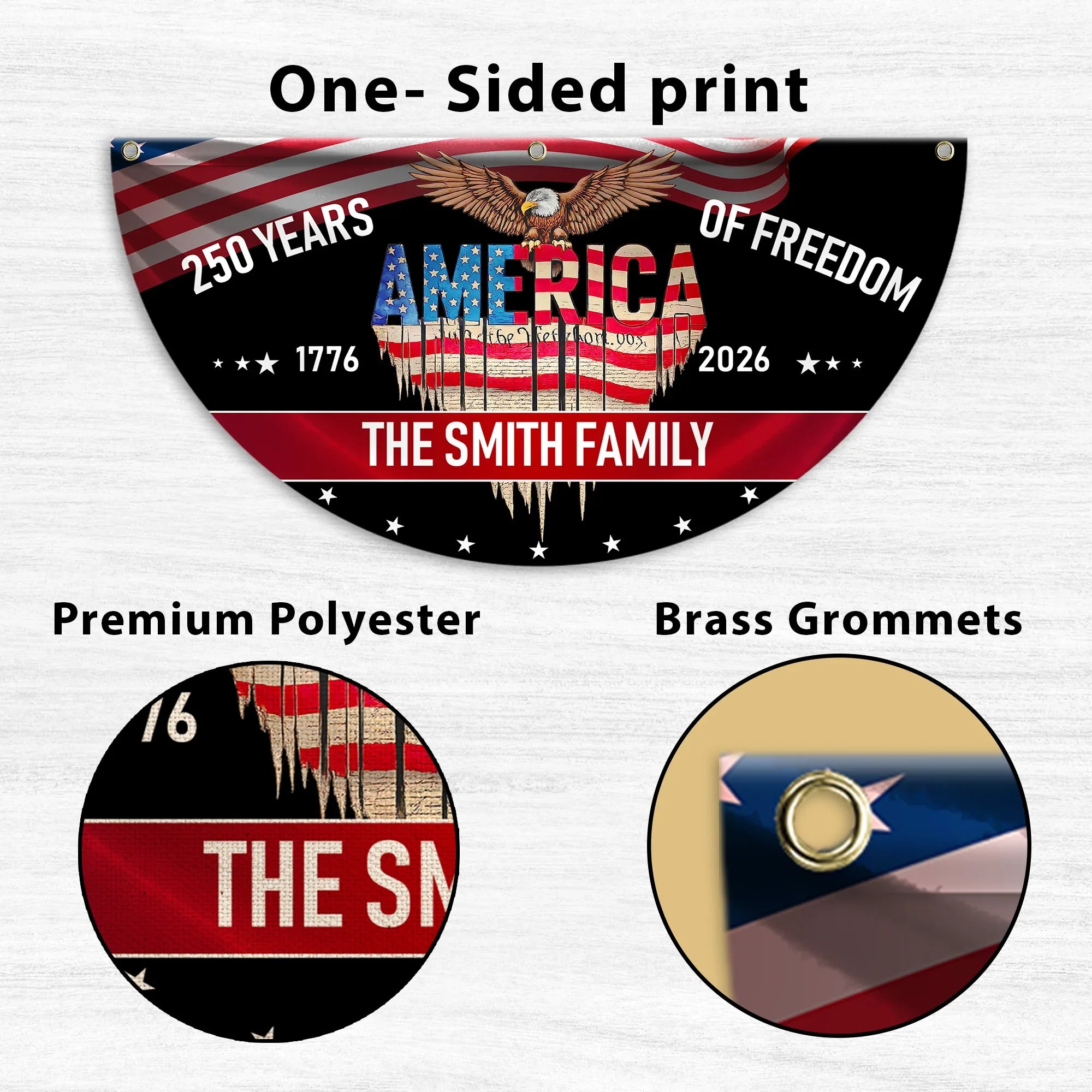 Personalized 250 Years of Freedom Patriotic Fan Flag