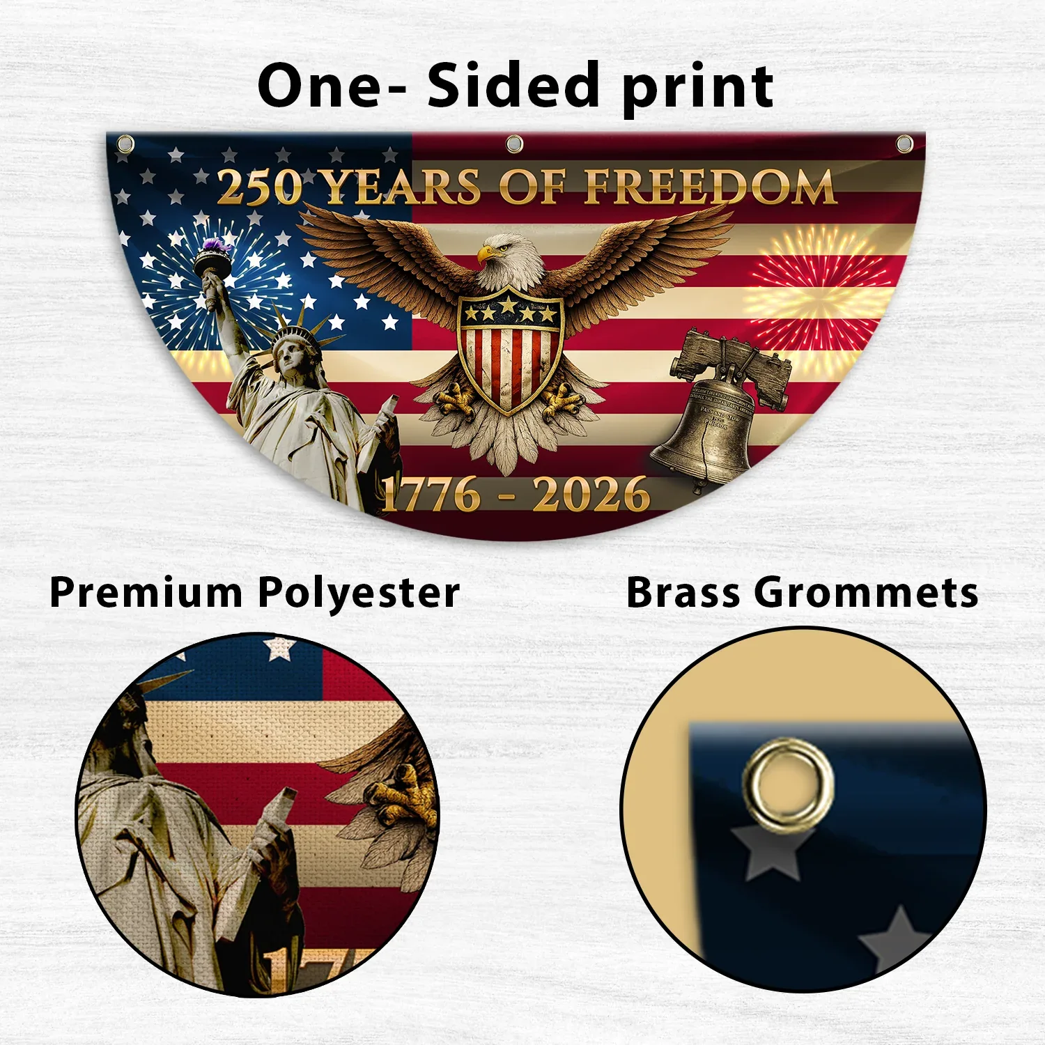 250 Years of Freedom Eagle Liberty Bell Patriotic Fan Flag