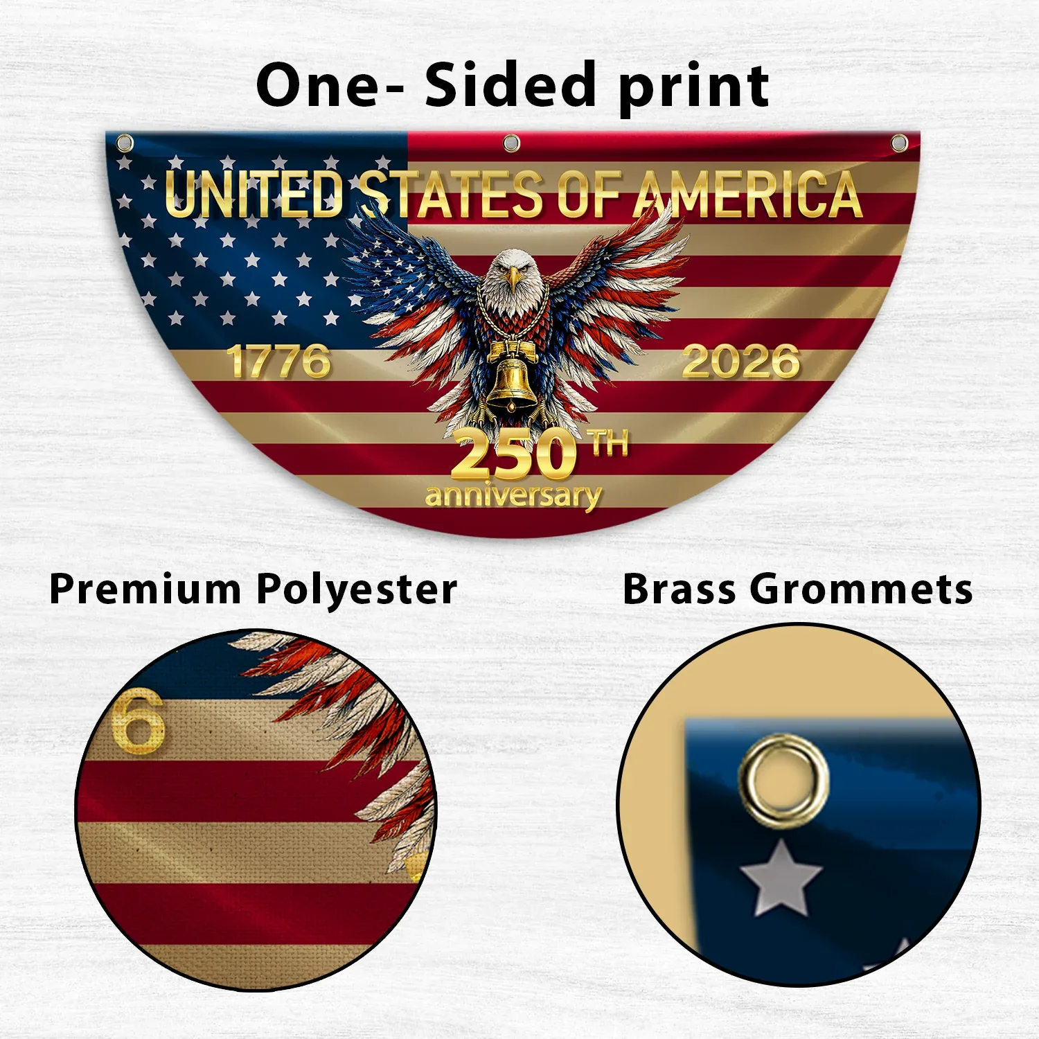 United States 250th Anniversary Patriotic Eagle Fan Flag