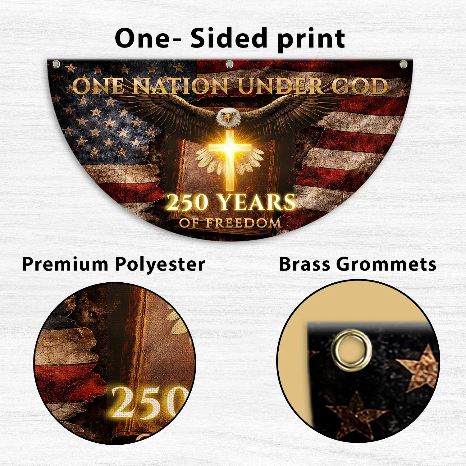 One Nation Under God 250 Years of Freedom Fan Flag