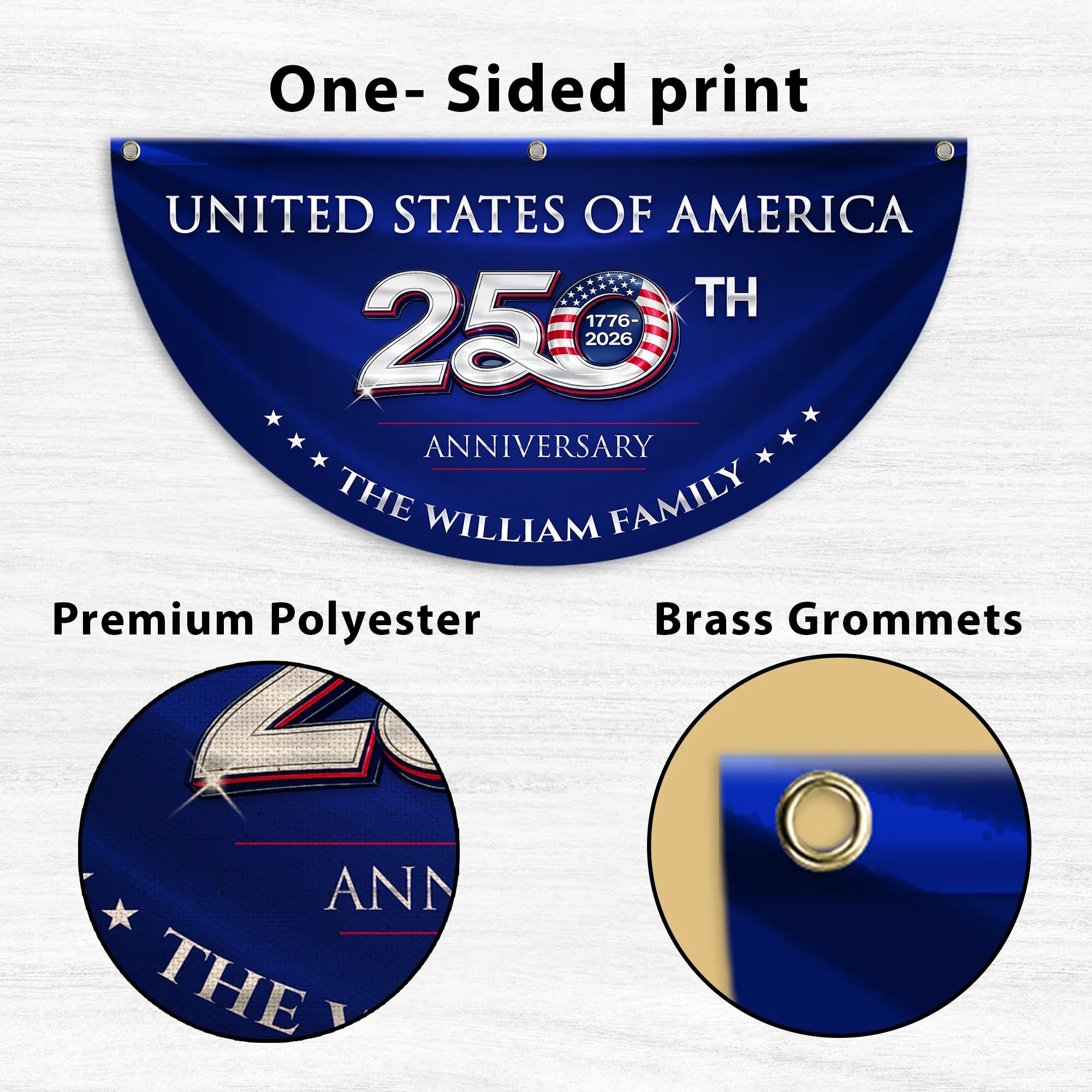Personalized United States 250th Anniversary Patriotic Fan Flag