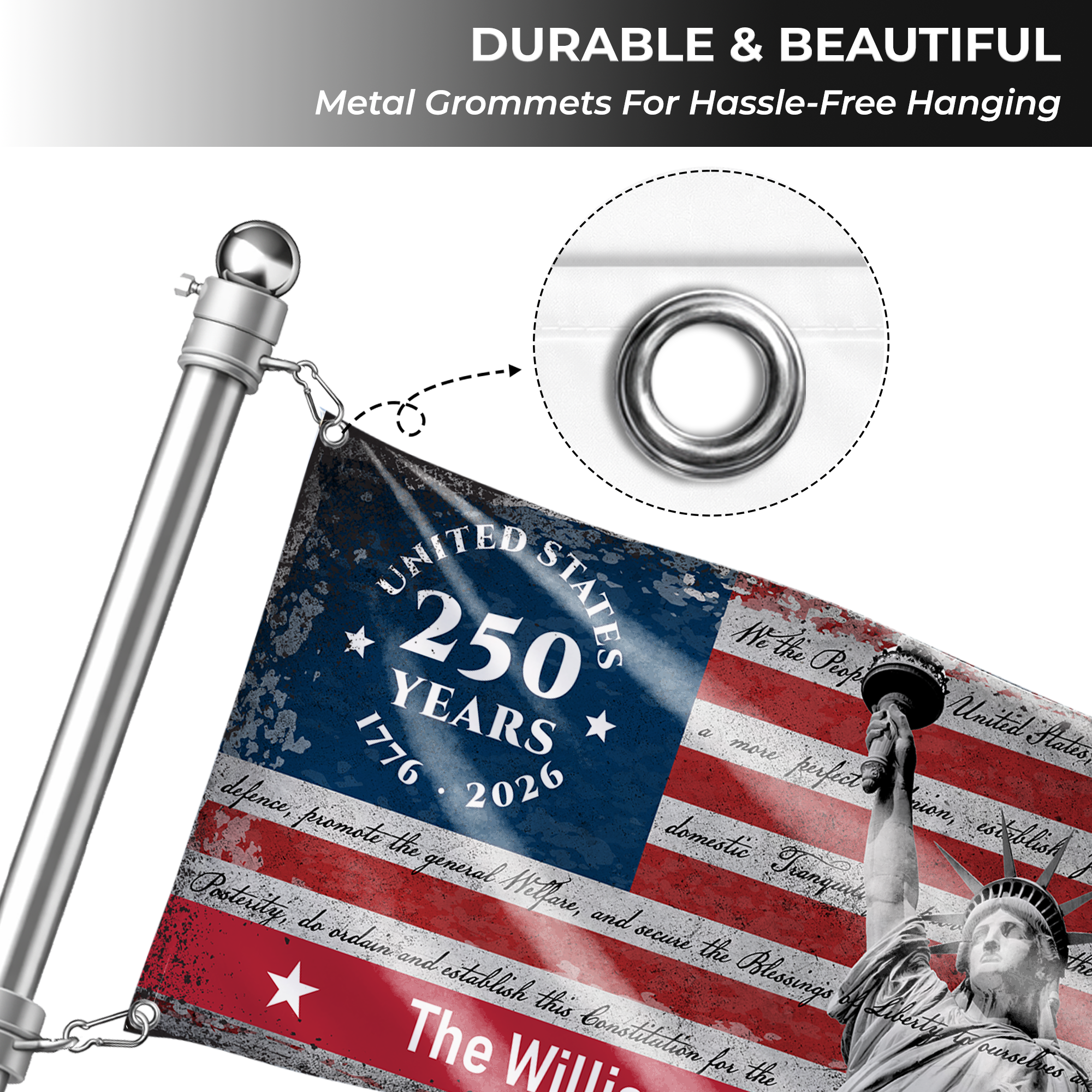 Personalized We The People 250th Anniversary House Flag