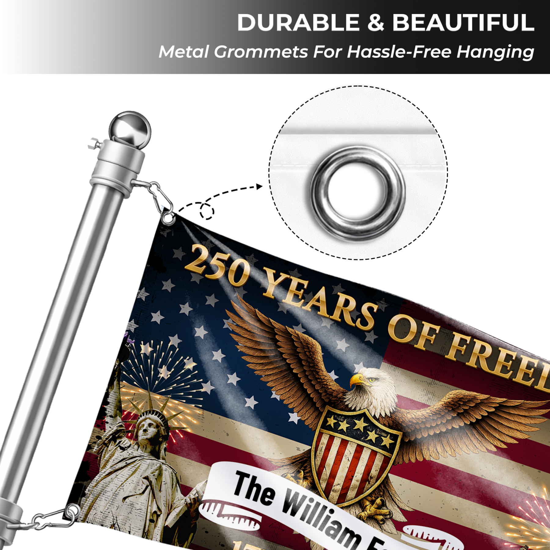 Personalized 250 Years of Freedom Patriotic House Flag