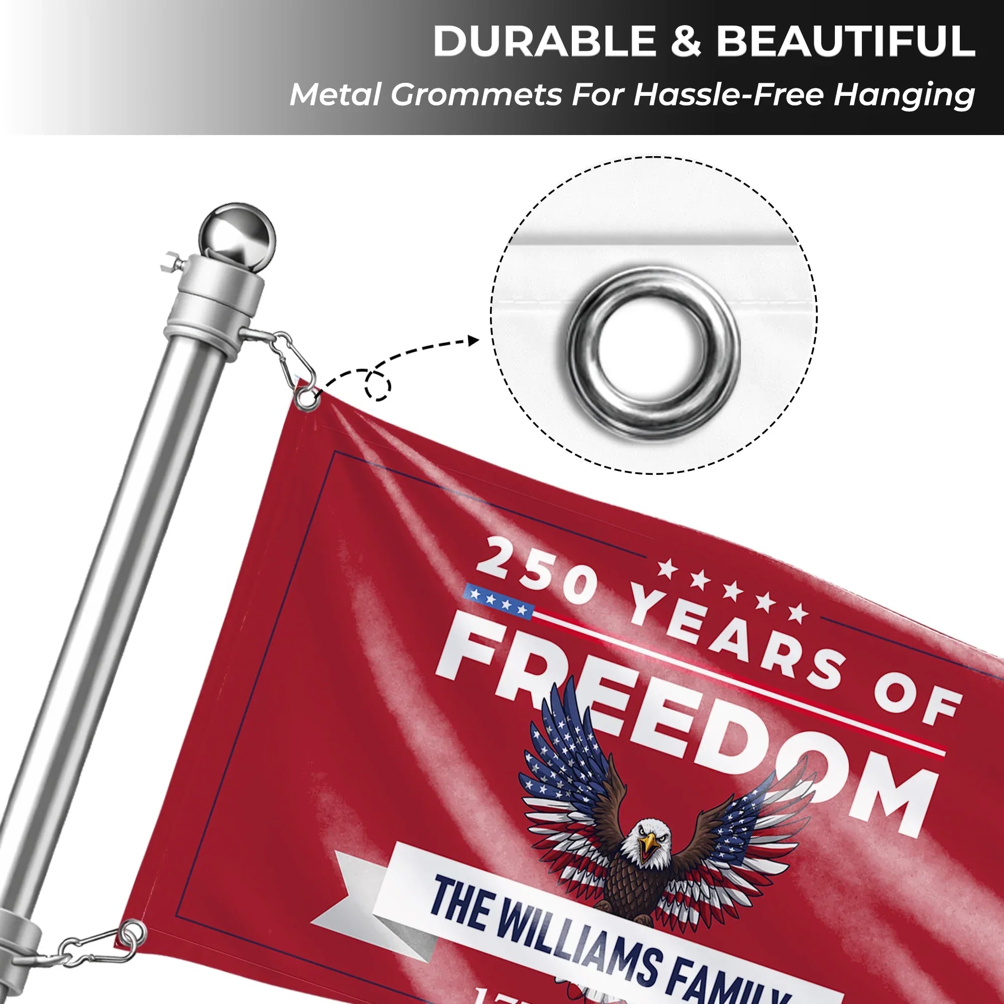 Personalized 250 Years of Freedom Patriotic Eagle House Flag