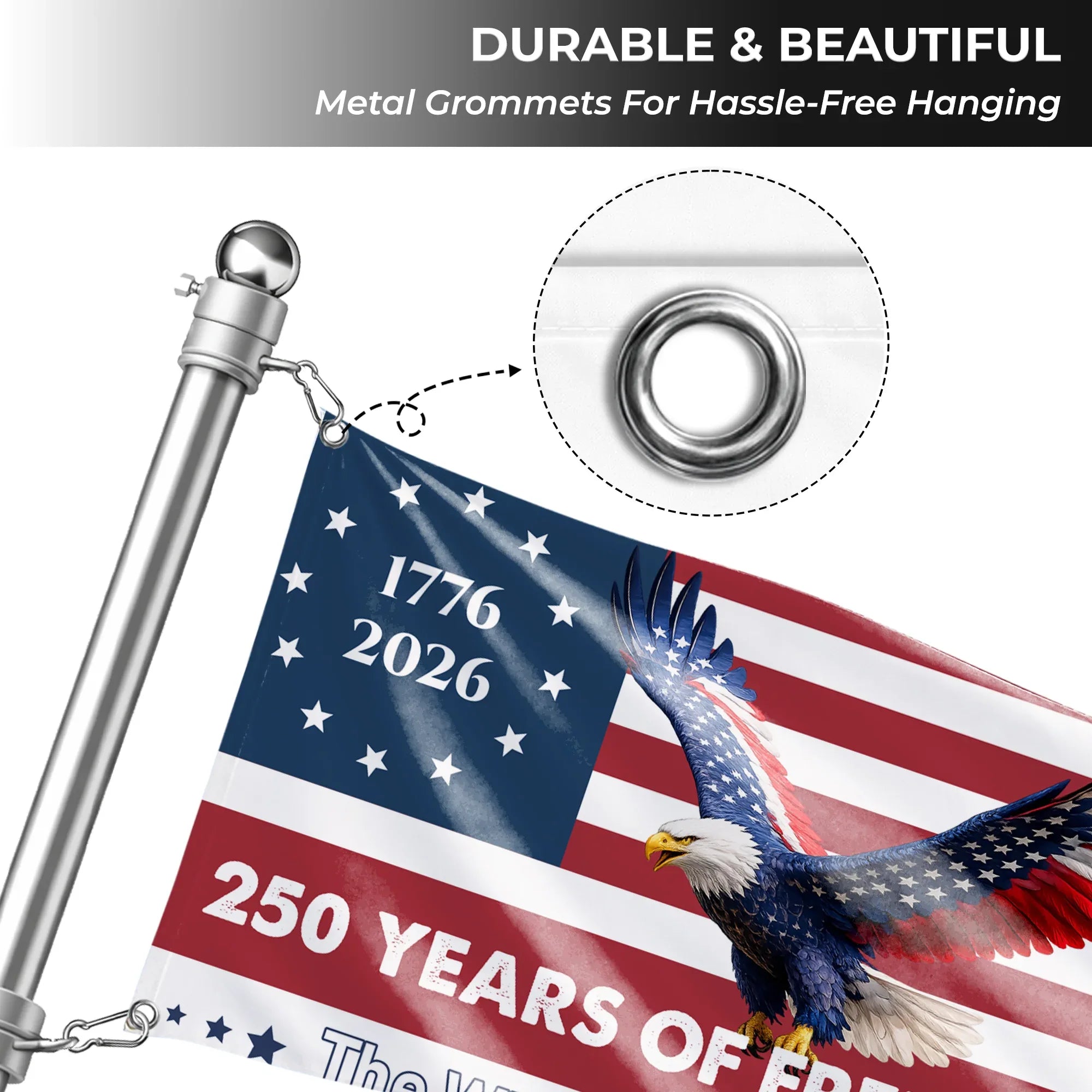 Personalized 250 Years of Freedom Eagle House Flag