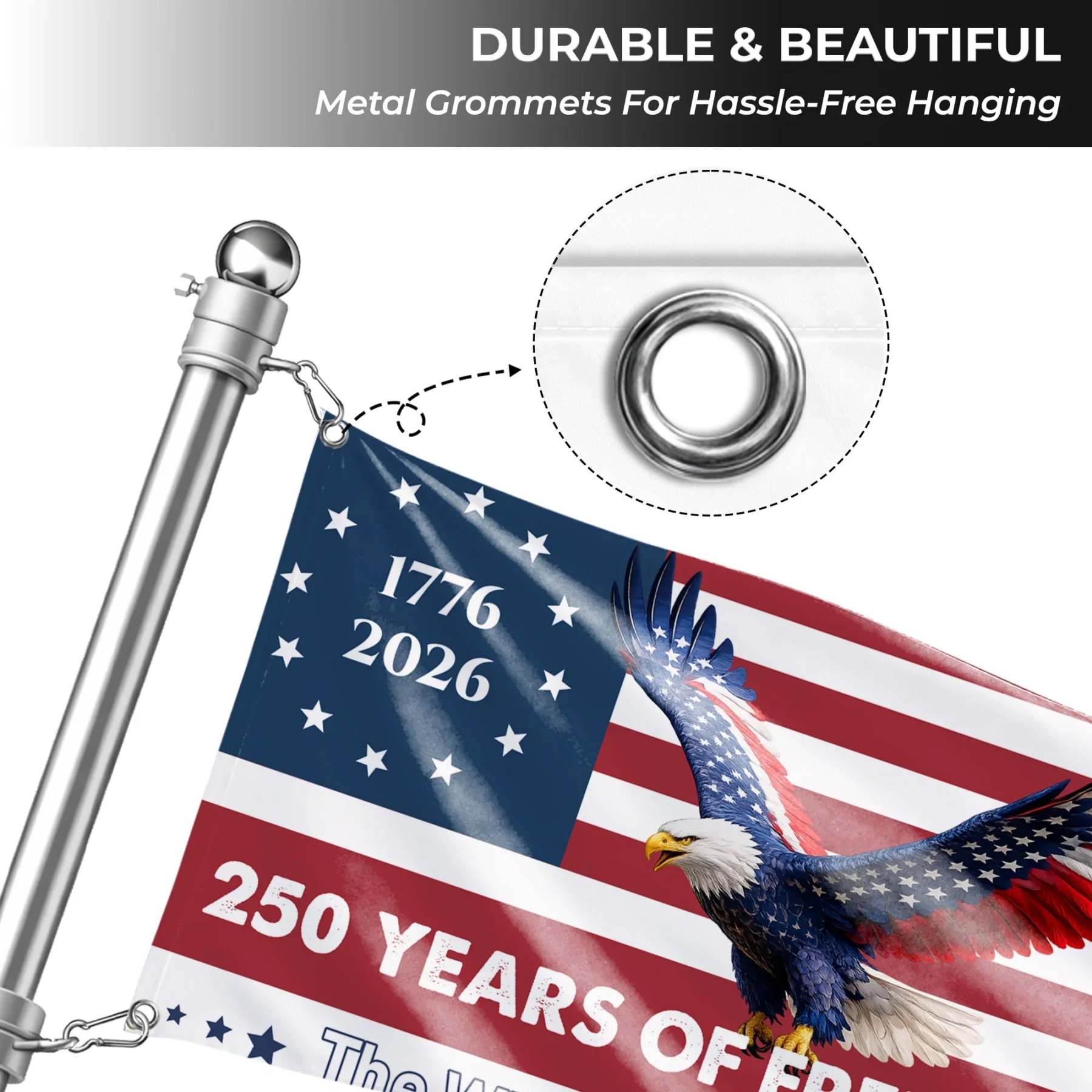 Personalized 250 Years of Freedom Eagle House Flag