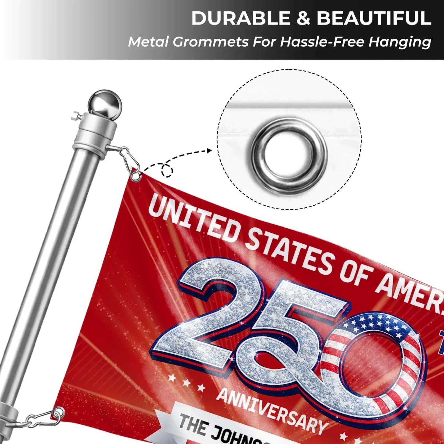 Personalized United States 250th Anniversary House Flag