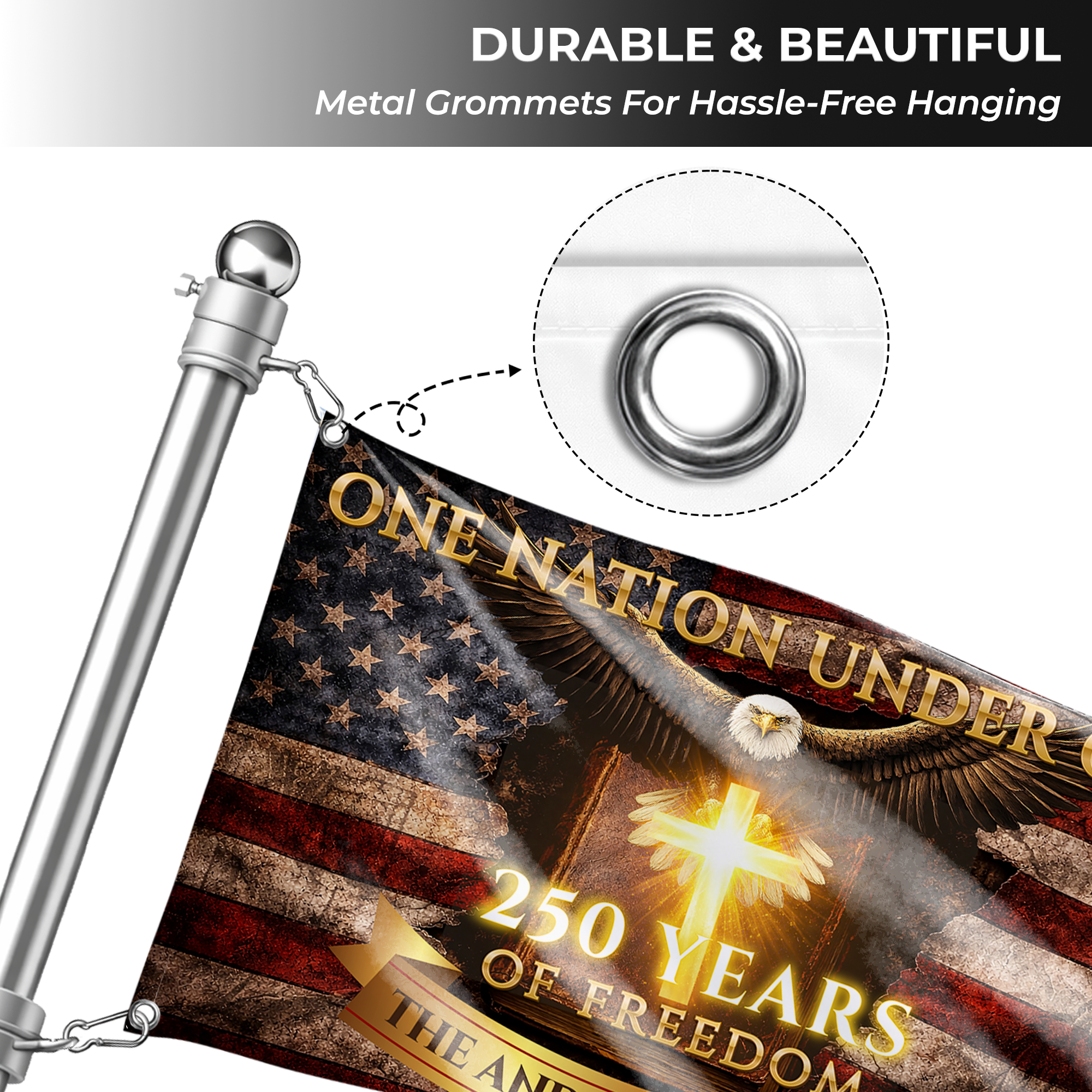 Personalized One Nation Under God 250 Years of Freedom House Flag
