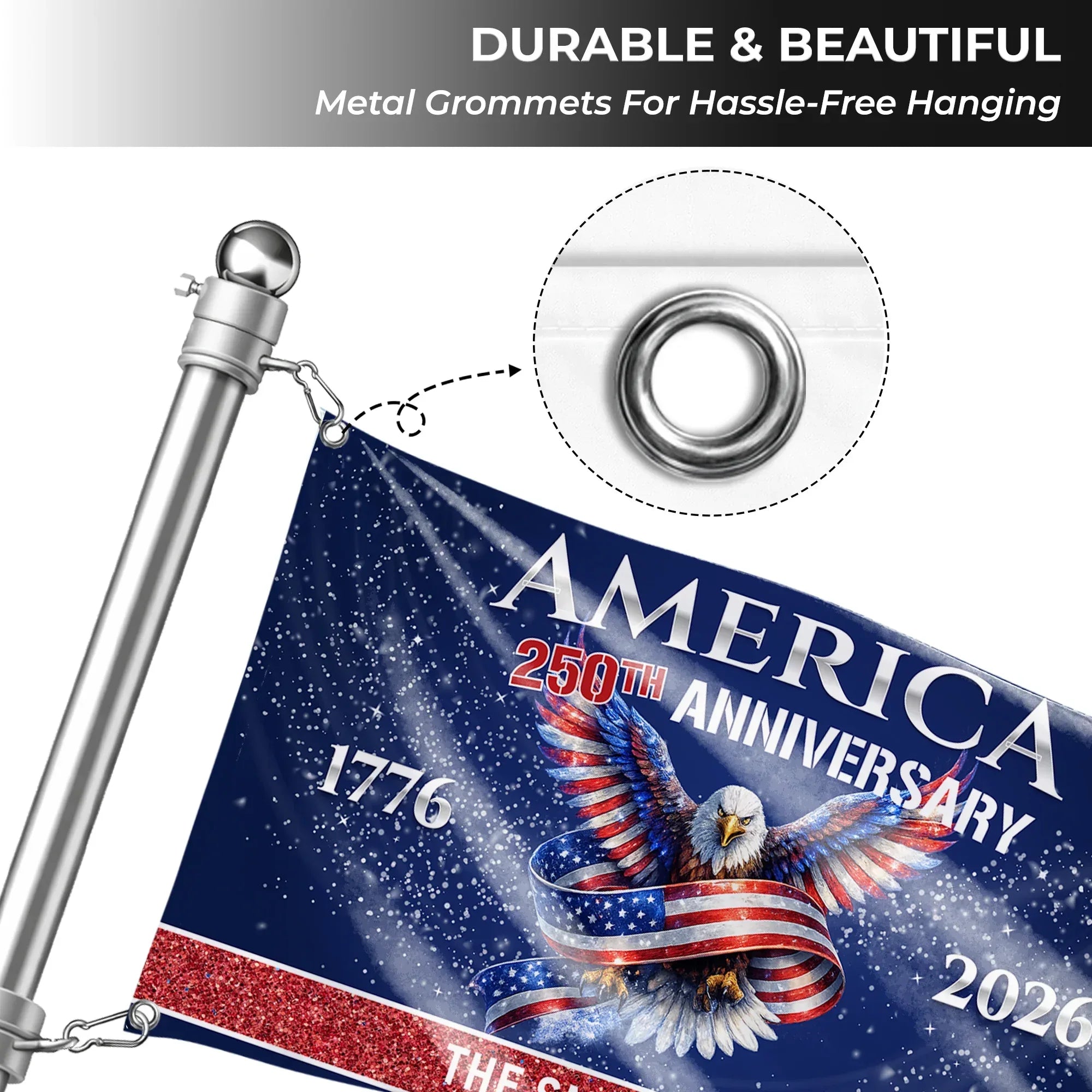 Personalized America 250th Anniversary Eagle House Flag