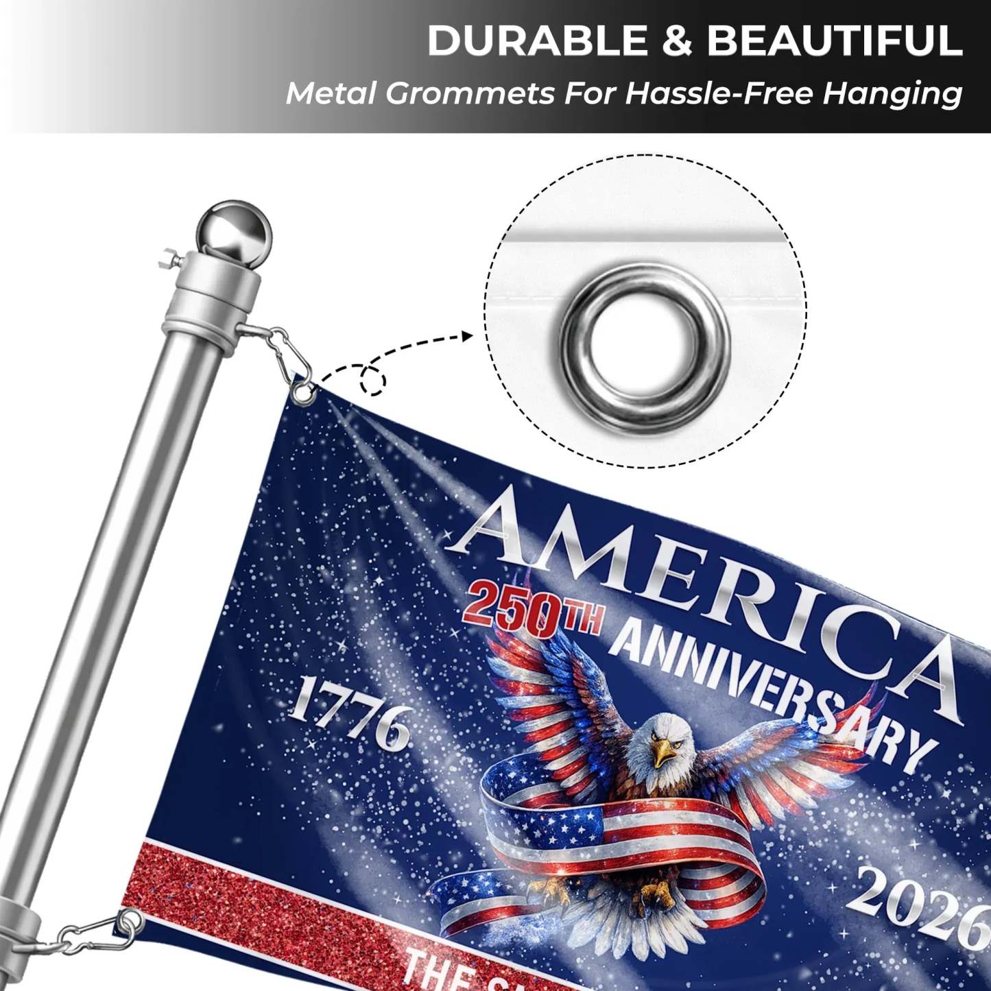 Personalized America 250th Anniversary Eagle House Flag