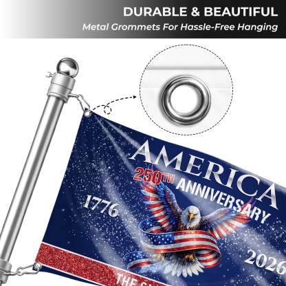 Personalized America 250th Anniversary Eagle House Flag