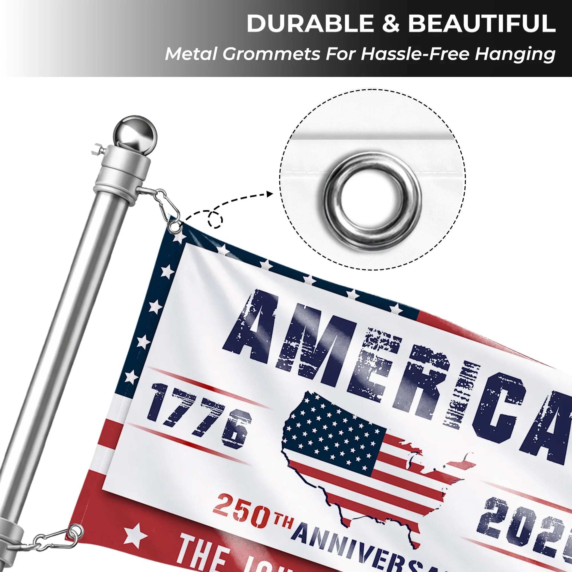 Personalized America 250th Anniversary USA Map House Flag