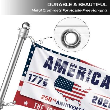 Personalized America 250th Anniversary USA Map House Flag