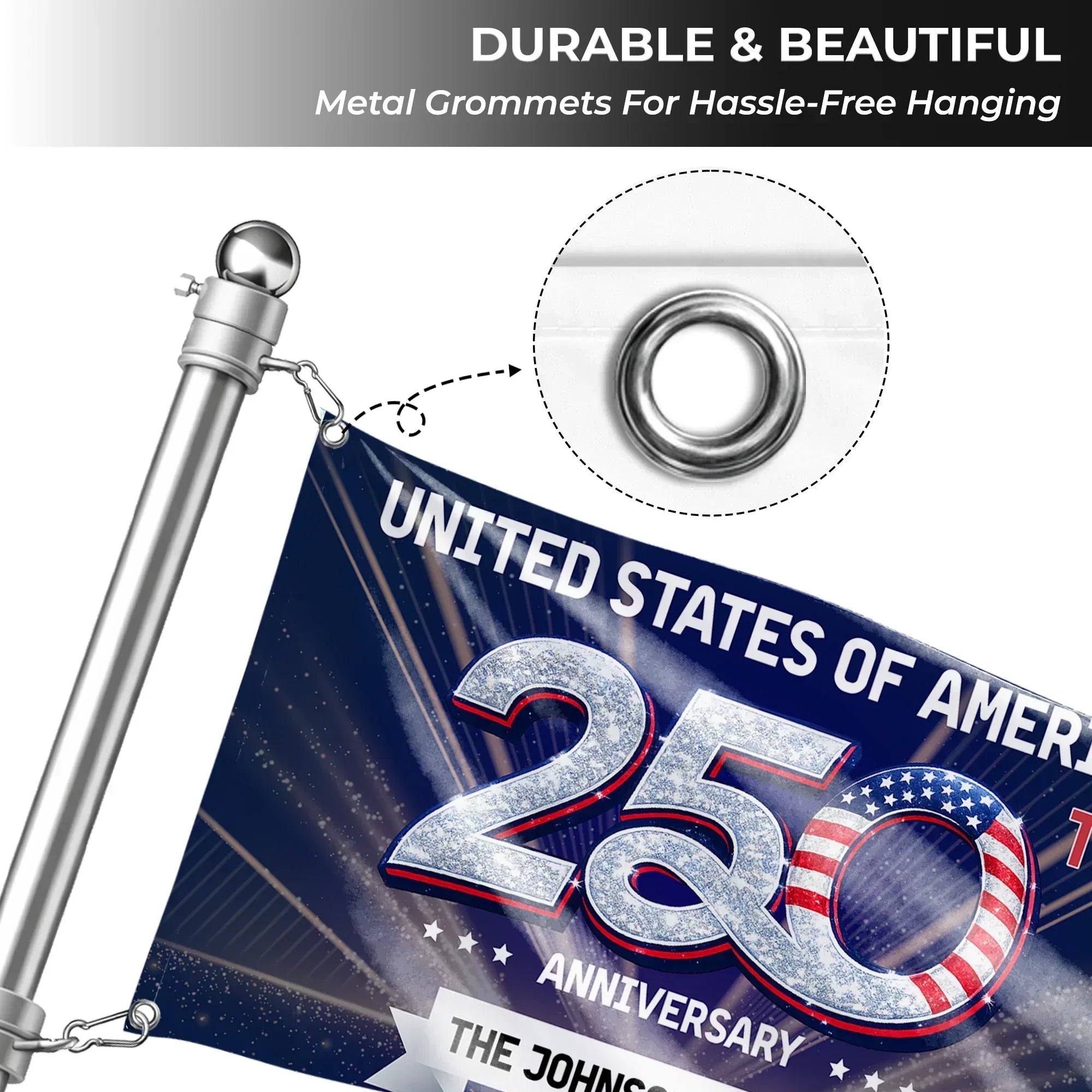 Personalized United States 250th Anniversary House Flag