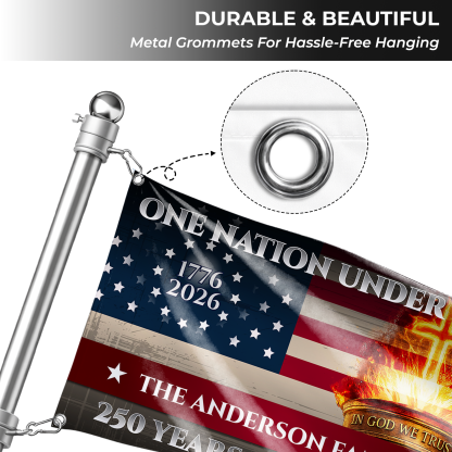 Personalized One Nation Under God Torch House Flag