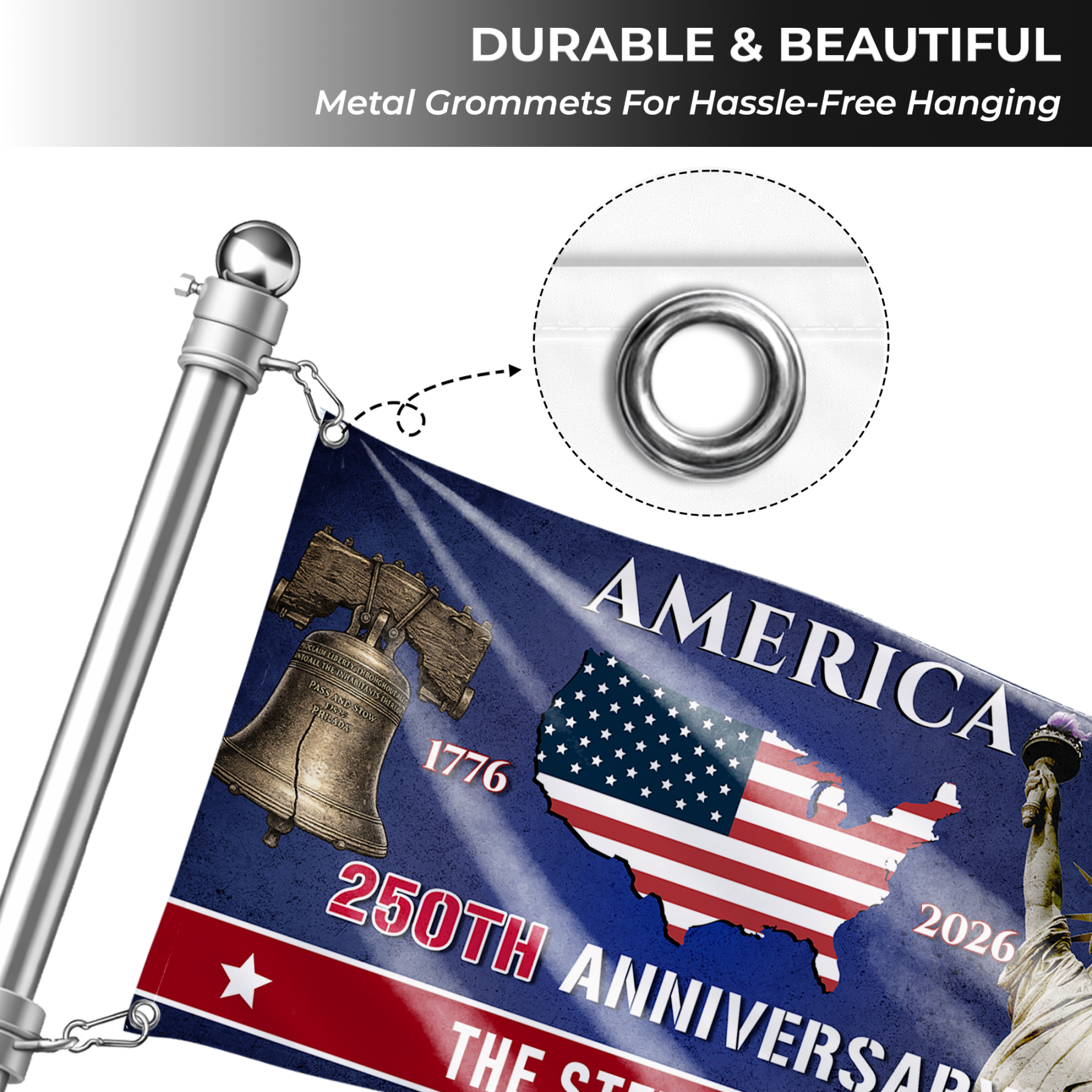 Personalized America 250th Anniversary Patriotic House Flag