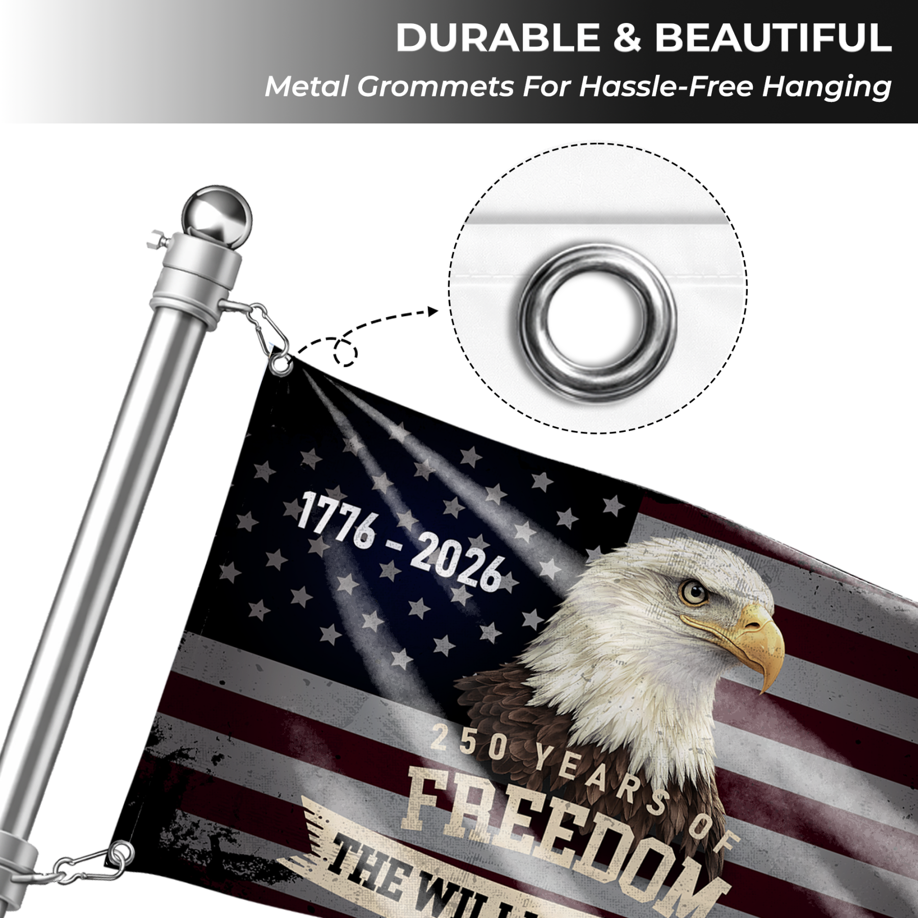 Personalized 250 Years of Freedom Vintage Eagle House Flag