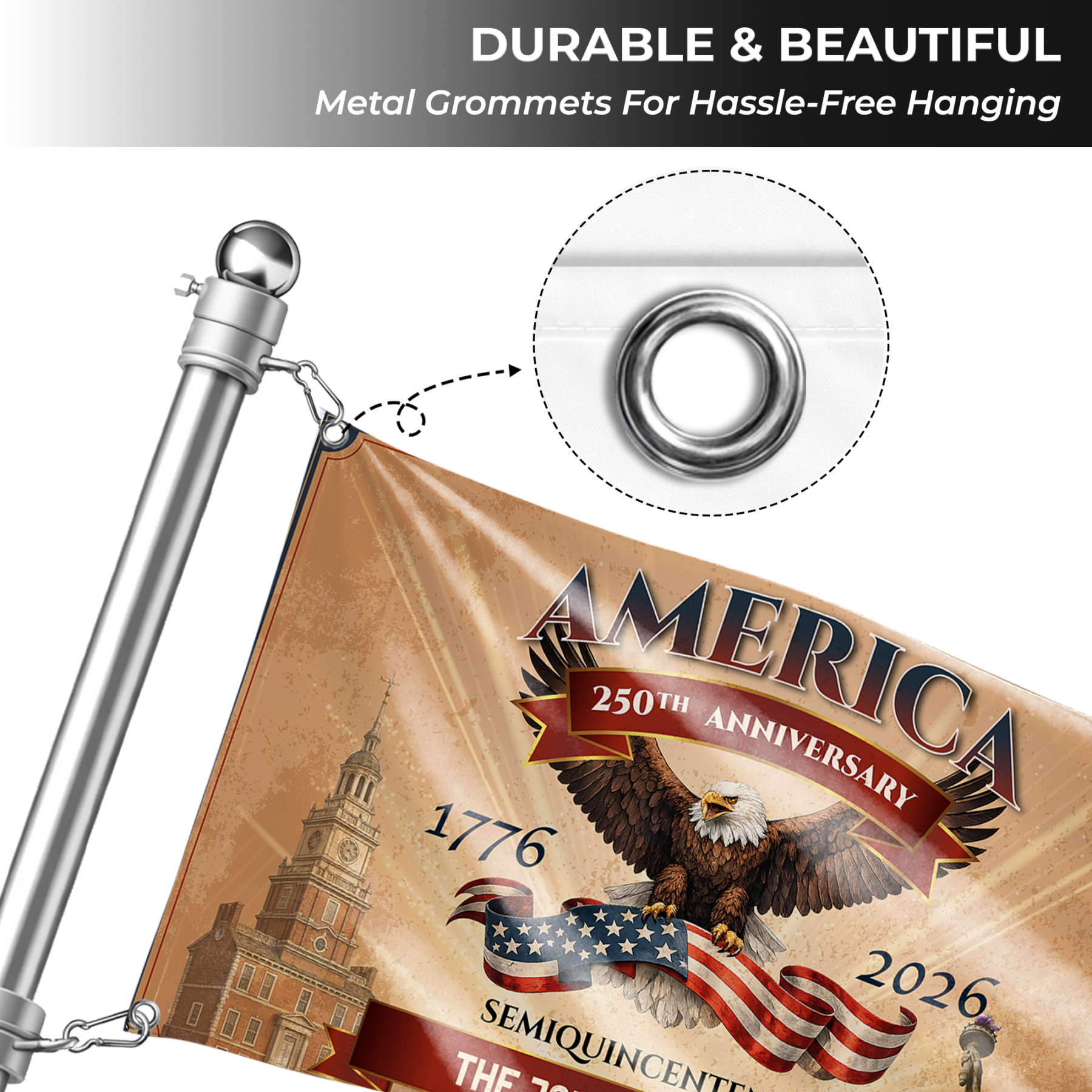 Personalized Vintage Patriotic Semiquincentennial House Flag