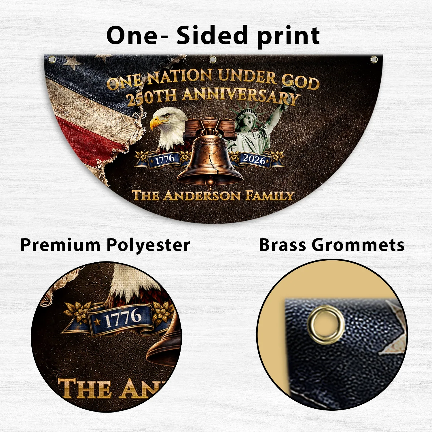 Personalized One Nation Under God 250th Anniversary Fan Flag
