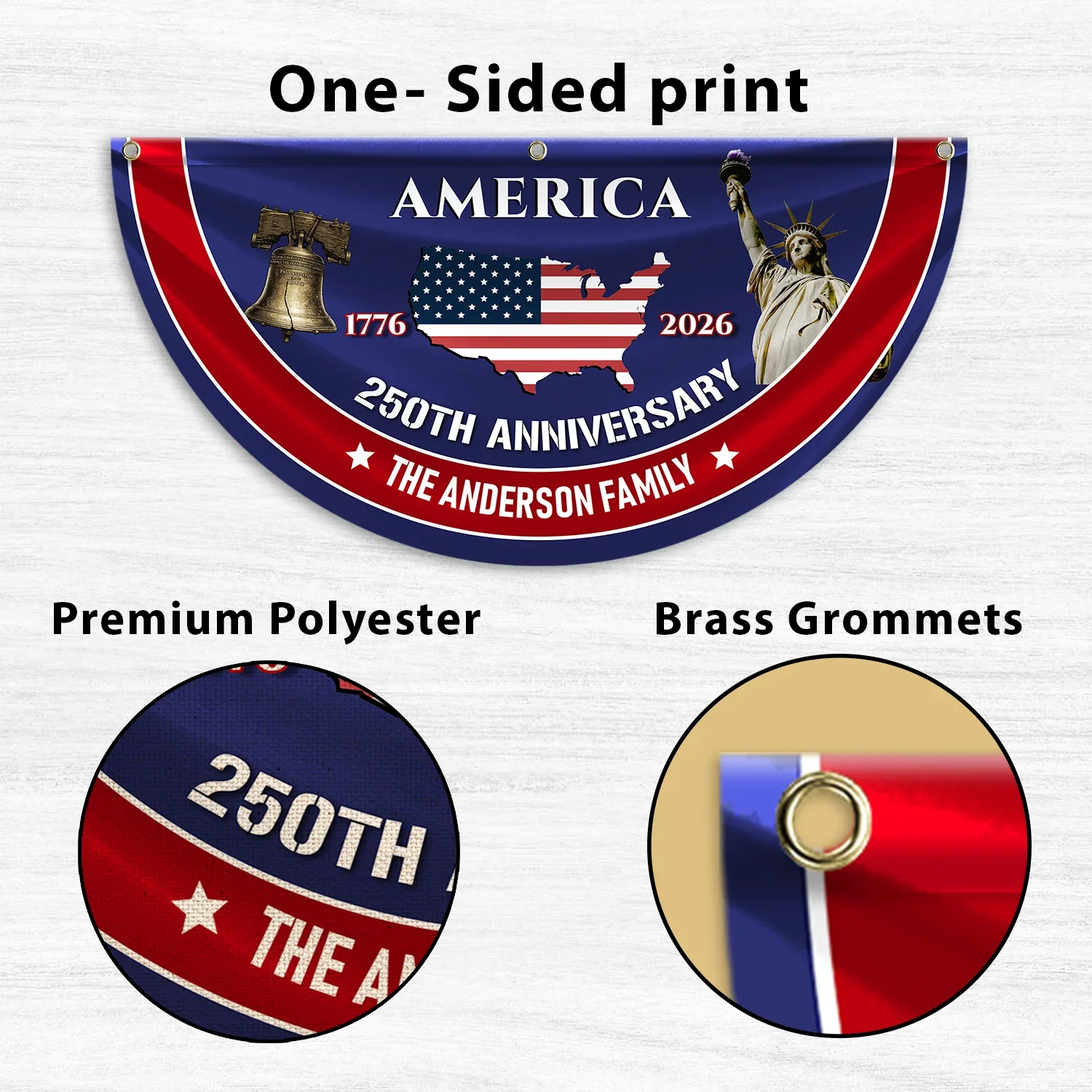 Personalized America 250th Anniversary Patriotic Fan Flag