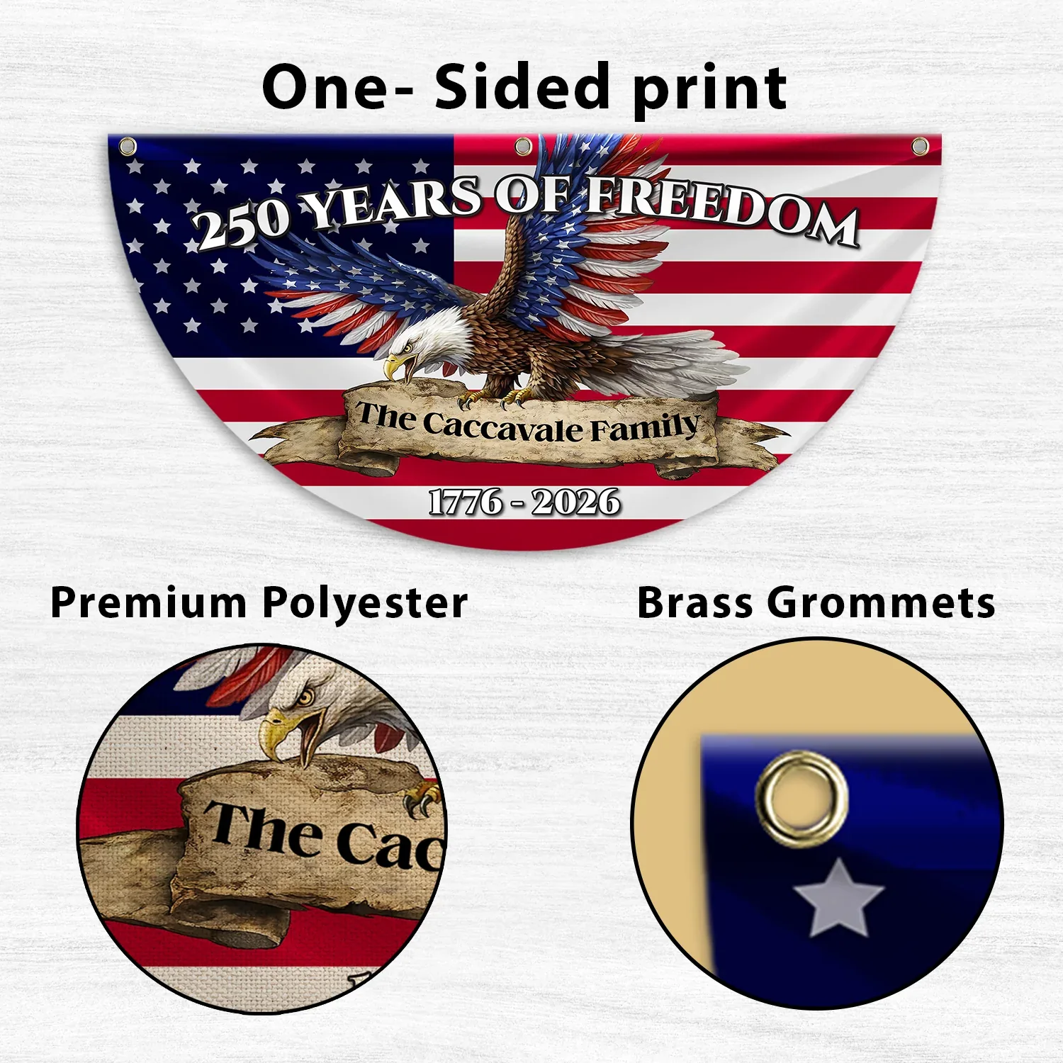 Personalized 250 Years of Freedom Eagle Fan Flag